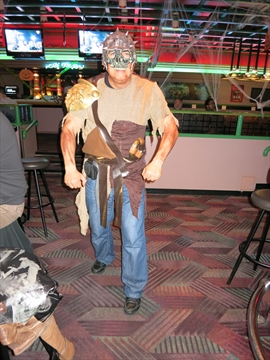 Paul The Rock God engaging the crowd at Halloween Karaoke