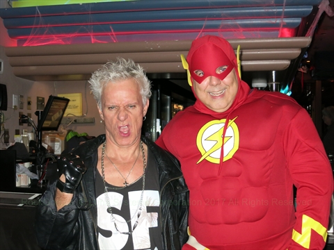 Paul The Rock God with Stan dressed up for Halloween Karaoke
